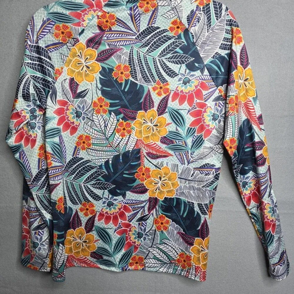 2 Caribbean Joe Tropical Floral Swim Coverup Womens Medium Beachy Ruched Side